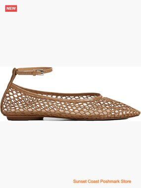 Mesh Ankle Strap Flats Round Toe Mary Jane Ballet Shoes